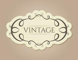 Old vintage banner or frame with swirls ornament, vector isolated illustration.