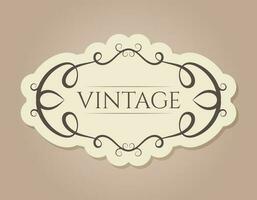 Old vintage banner or frame with swirls ornament, vector isolated illustration.