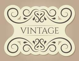 Vector vintage frame with swirls ornament. Isolated banner in old victorian style.
