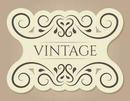 Vector vintage frame with swirls ornament. Isolated banner in old victorian style.