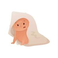 Vector illustration of a newborn baby wrapped in a blanket. Cute child character.