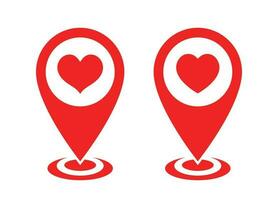 amor ubicación icono vector. alfiler mapa con corazón firmar símbolo vector