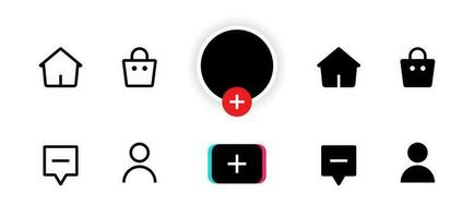 Mockup set collection icons, symbols, signs. Home, shop, create, inbox, and profile vector