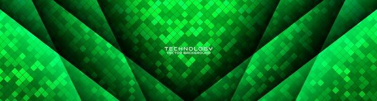 3D green geometric abstract background overlap layer on dark space with rhombus pattern decoration. Graphic design element cutout effect style concept for banner, flyer, card, or brochure cover vector