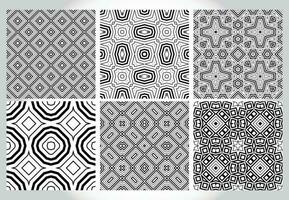 Abstract fantasy thin line hexagon, triangle geometric seamless pattern set. Creative mosaic, tile backgrounds. vector