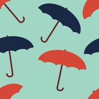 Seamless pattern with cute umbrella in flat style.  Rainy weather. vector