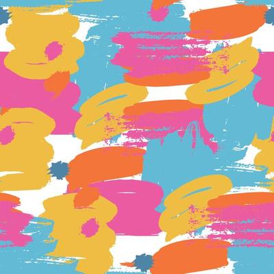 Colorful grunge seamless pattern,  abstract hand drawn brush strokes and paint splashes. Infinity texture, modern grungy background.