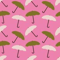 Seamless pattern with cute umbrella in flat style.  Rainy weather. vector