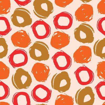 Grunge polka dot. Grungy dotted seamless pattern. Textured circles on pastel pink  background.