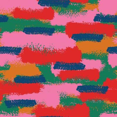 Colorful grunge seamless pattern with abstract hand drawn brush strokes and paint splashes, lines, geometrical shapes. Messy infinity texture, modern grungy background.