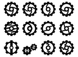 Modern gears set with different design and style isolated on white background vector