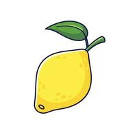linda limón ilustración. vector mano dibujado dibujos animados icono ilustración. limón en garabatear estilo. aislado en blanco antecedentes.
