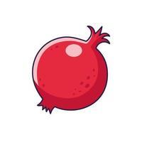 Cute Pomegranate illustration. Vector hand drawn cartoon icon illustration. Pomegranate fruit in doodle style. Isolated on white background.