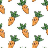 Cute kawaii Carrot seamless pattern in doodle style.. Vector hand drawn cartoon Carrot illustration. Hand drawn Sketch of Carrot. Pattern for kids clothes.