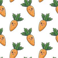 Cute kawaii Carrot seamless pattern in doodle style.. Vector hand drawn cartoon Carrot illustration. Hand drawn Sketch of Carrot. Pattern for kids clothes.