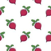 Cute Beet root seamless pattern in doodle style. Vector hand drawn cartoon Beet root illustration. Hand drawn Sketch of Beet root. Pattern for kids clothes.