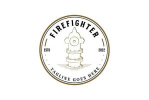 Clásico fuego boca de aguas Insignia emblema etiqueta logo diseño vector