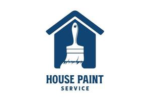 Simple Minimalist House Icon with Paint Brush for Renovation Service Logo vector
