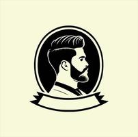 Barbershop simple minimalist logo design with people vector illustration