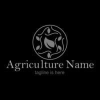 Logo template with simple agriculture design on black background. Vector Illustrator