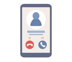 Incoming call on smartphone screen. Phone video call app. Vector flat illustration