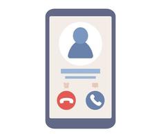 Incoming call on smartphone screen. Phone video call app. Vector flat illustration