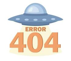 404 error icono con extraterrestre astronave. página perdido y mensaje no encontró. OVNI. vector plano ilustración