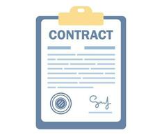contrato firma icono. contrato acuerdo, memorándum de comprensión, legal documento estampilla, negocio concepto. vector plano ilustración