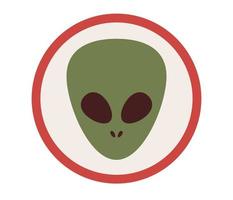 Alien road sign. UFO icon. Vector flat illustration