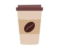 Paper cup with coffee icon. Vector flat illustration