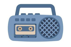 Retro tape recorder icon. Music and radio player. Vintage media electronics. Vector flat illustration