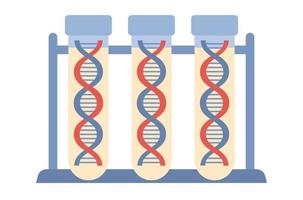 DNA test tubes. Genetic analysis test. Genetic research concept. Vector flat illustration