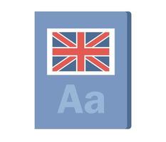 English book icon. Learn foreign language. Textbook with flag of England. Education concept. Vector flat illustration
