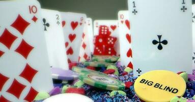 Game Gambling Red Dices and Poker Cards photo
