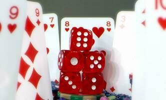 Game Gambling Red Dices and Poker Cards photo