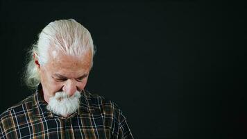 Old White Haired Man Looks So Sad photo