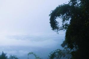 View of the Land above the Clouds village above the Clouds Lolai Hills Village and traditional village covered by clouds in the morning before sunrise photo