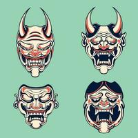 japanese demon character vector set