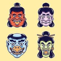 japanese mask character vector set