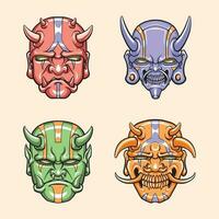 Japanese demon mask vector set