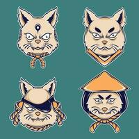 japanese neko war vector set