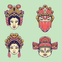 japanese mask character vector set