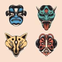 japanese mask character vector set