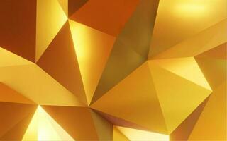 Abstract geometric gold color background, polygon, low poly pattern. 3d render illustration. photo