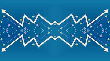 abstract modern circuit board with intersection points and arrows on blue background photo