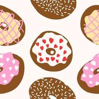 patrón de donas. ilustración vectorial en estilo plano de dibujos animados aislado sobre fondo blanco vector