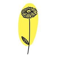 Flower with colorful brush in flat doodle cartoon style. Vector illustration isolated on white background.