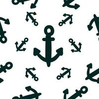 Sea anchor in doodle style. Vector seamless pattern on white background.