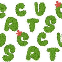 Cactus lettering pattern. Vector illustration in cartoon flat style isolated on white background.