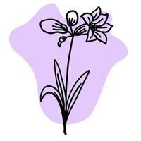 Flower with colorful brush in flat doodle cartoon style. Vector illustration isolated on white background.